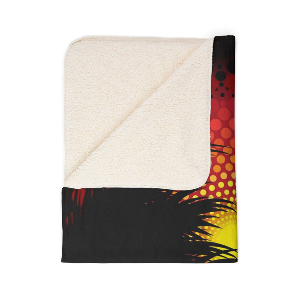 Black Palm Fleece Sherpa Blanket