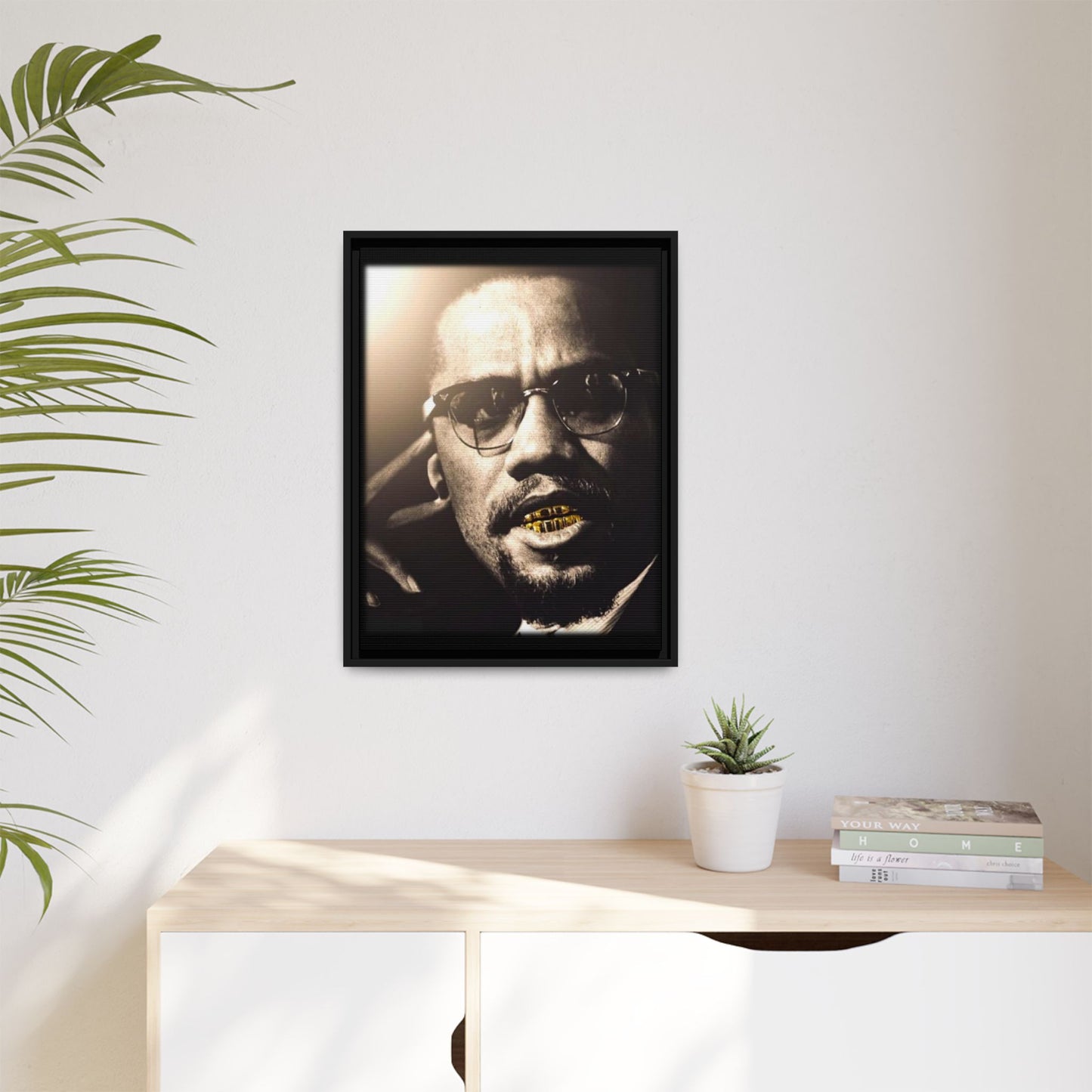 Malcom X  Matte Canvas, Framed (Multi-color)
