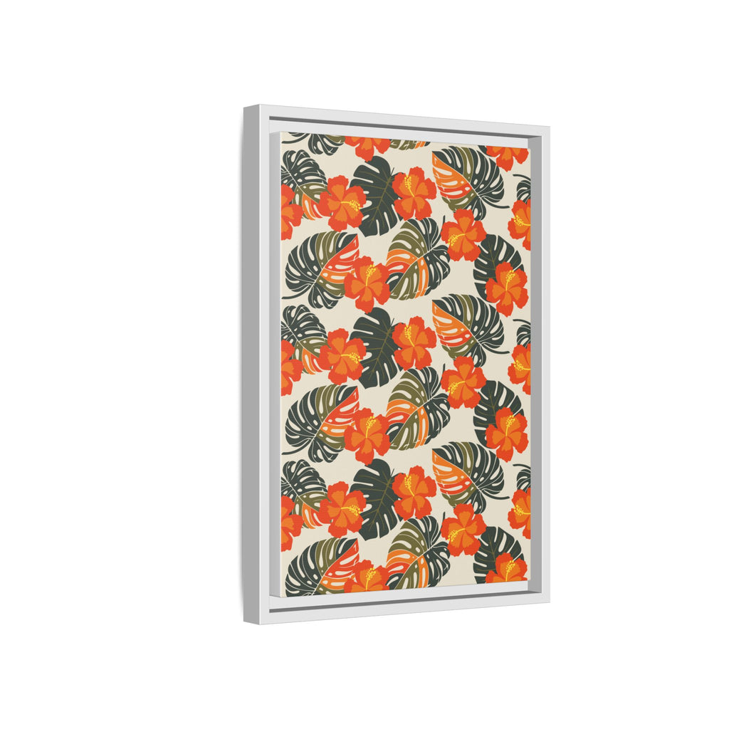 Orange Hibiscus Framed Matte Canvas Art