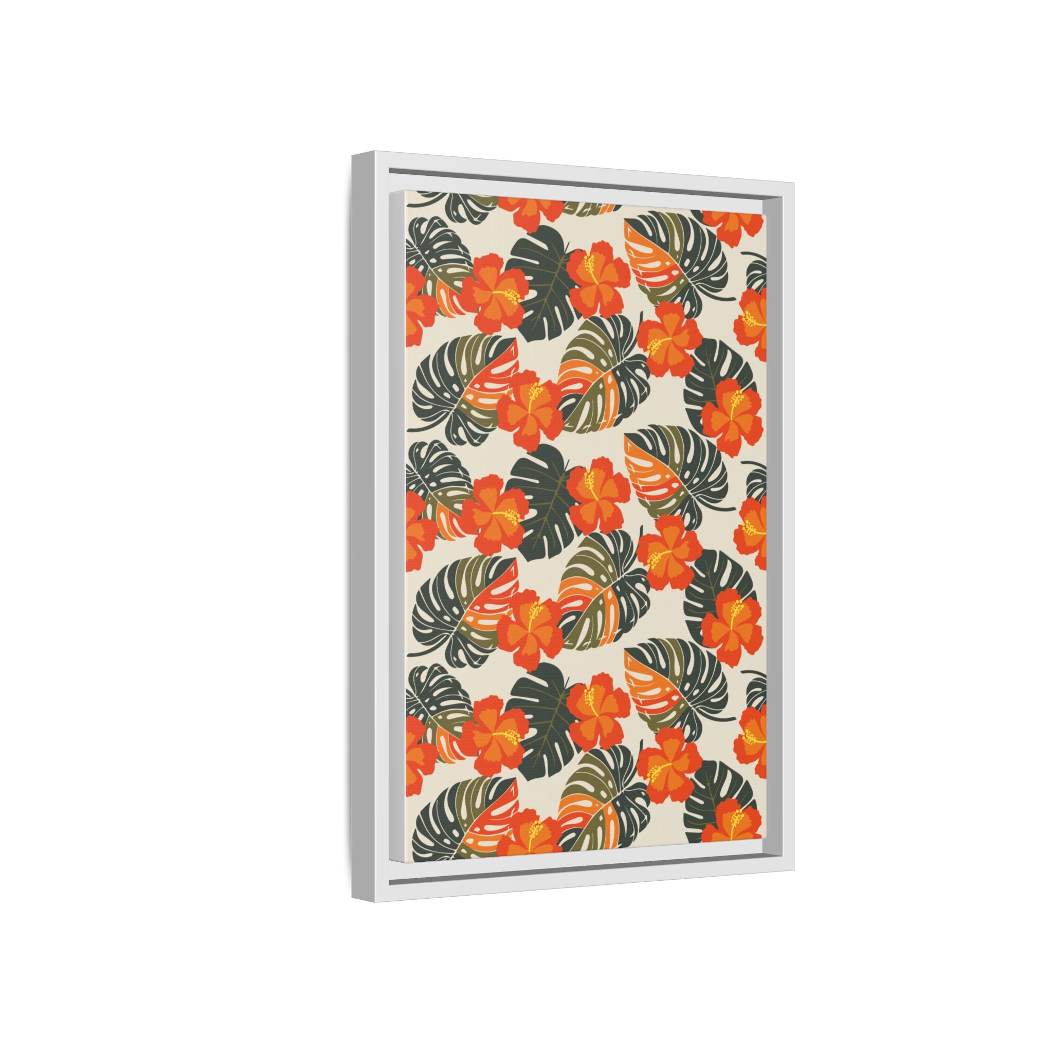 Orange Hibiscus Framed Matte Canvas Art
