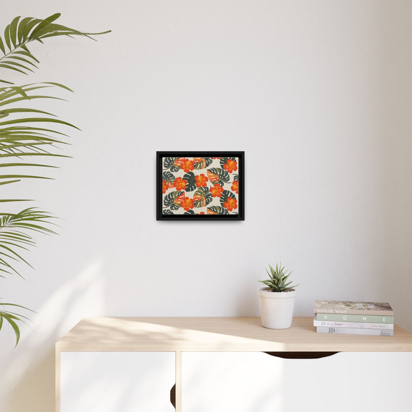 Orange Hibiscus Framed Matte Canvas Art