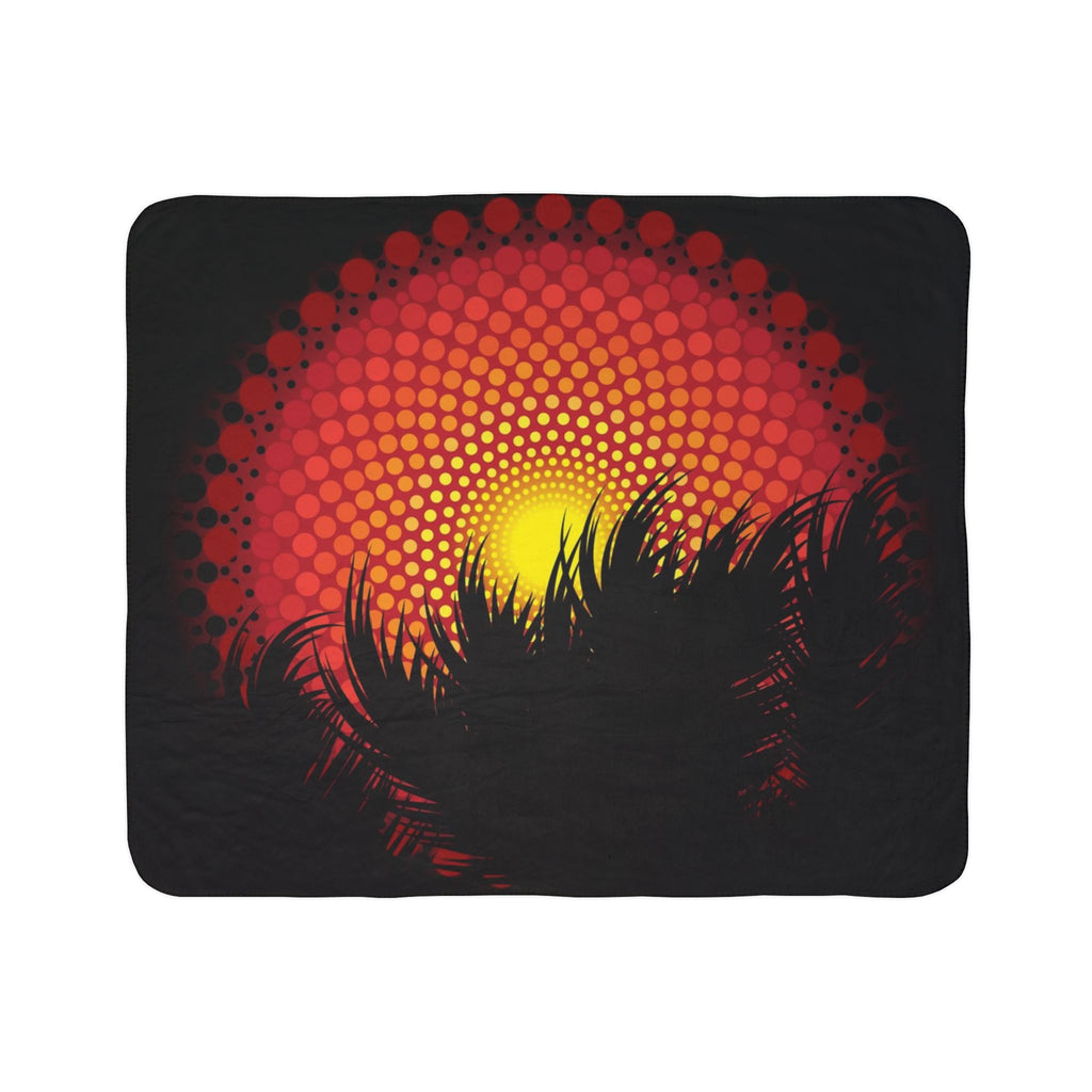 Black Palm Fleece Sherpa Blanket