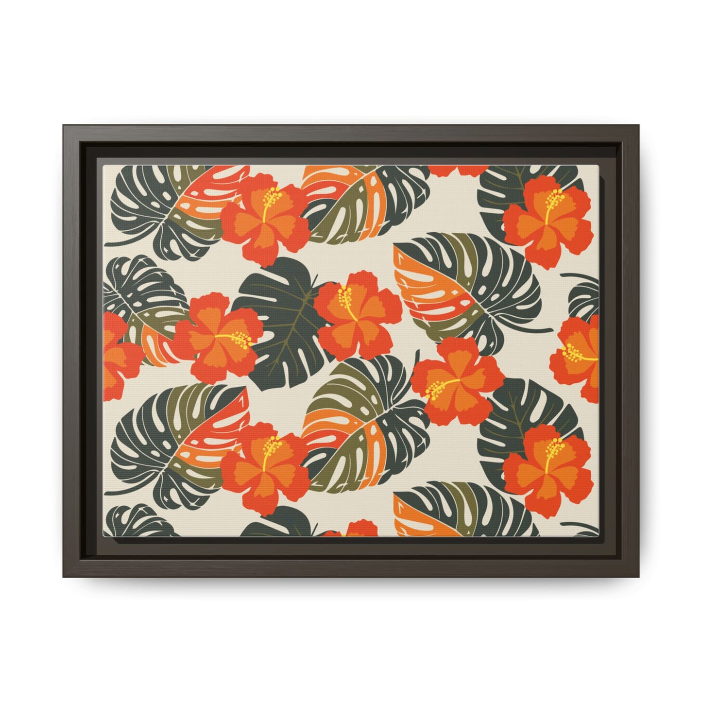 Orange Hibiscus Framed Matte Canvas Art
