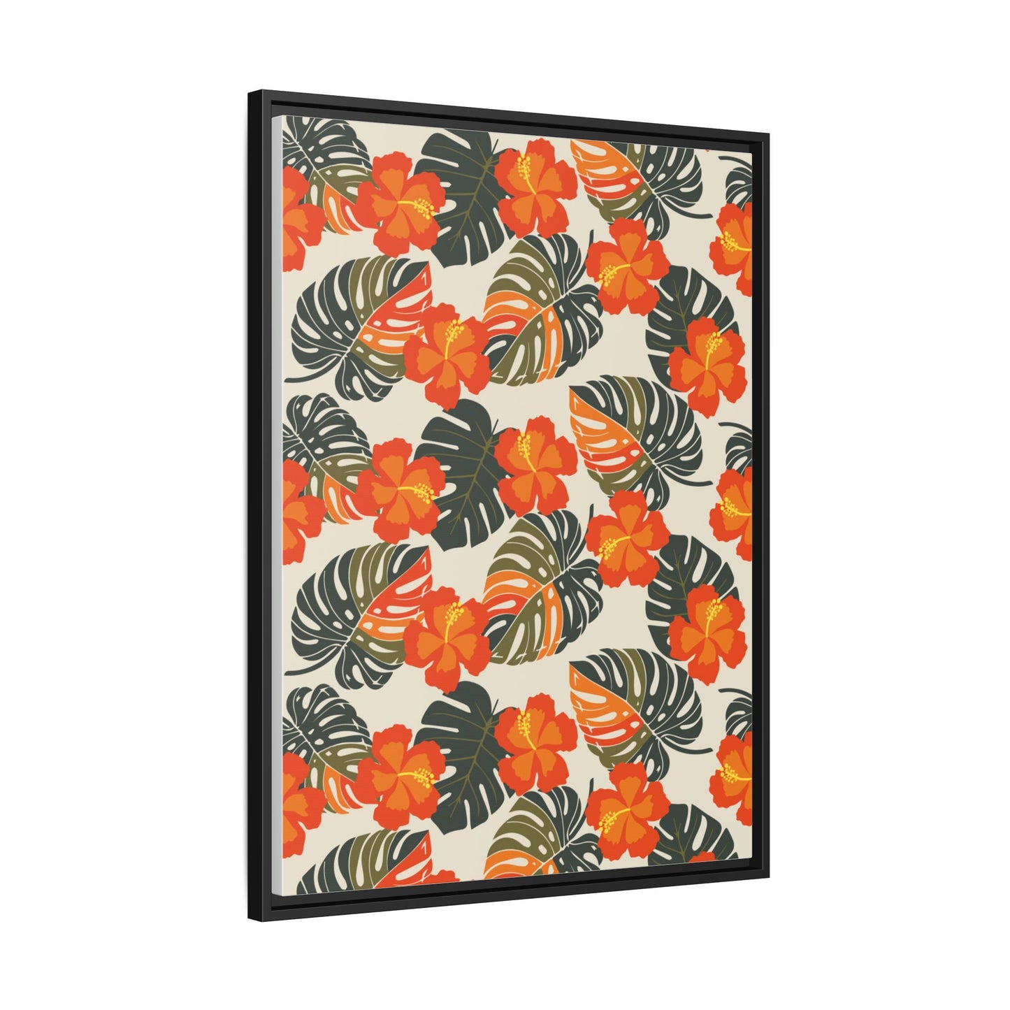 Orange Hibiscus Framed Matte Canvas Art
