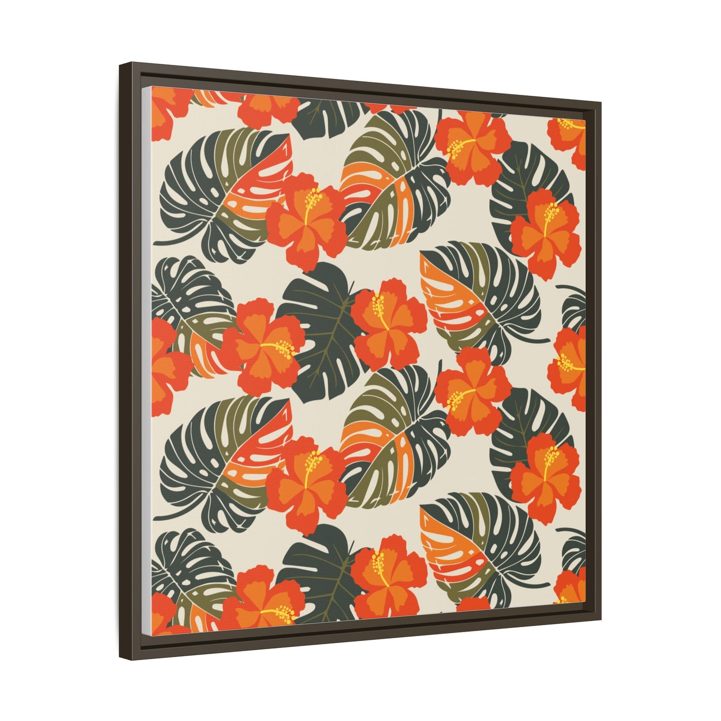 Orange Hibiscus Framed Matte Canvas Art