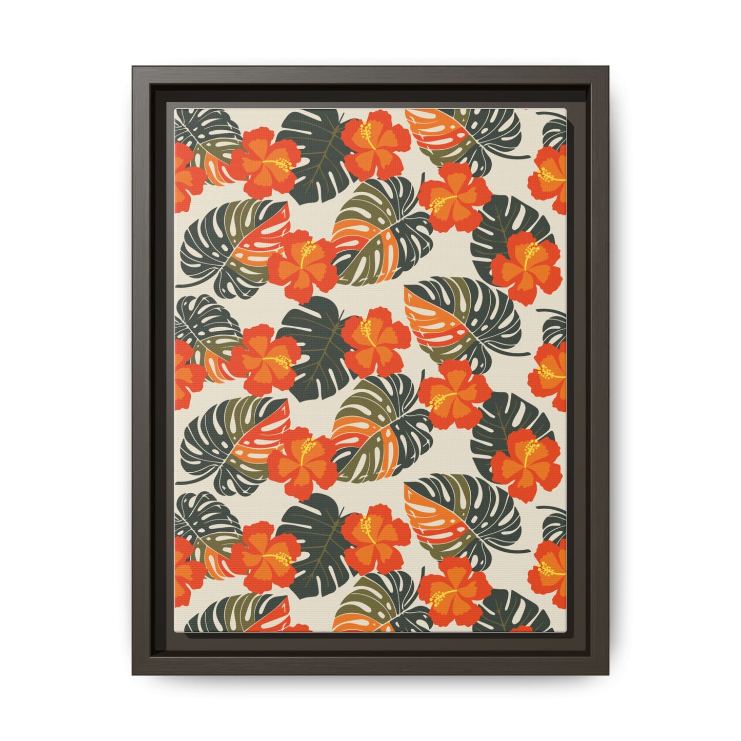 Orange Hibiscus Framed Matte Canvas Art