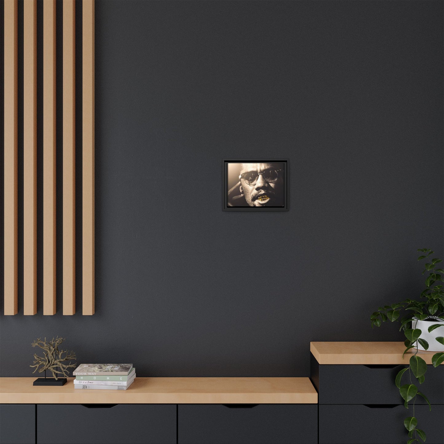 Malcom X  Matte Canvas, Framed (Multi-color)