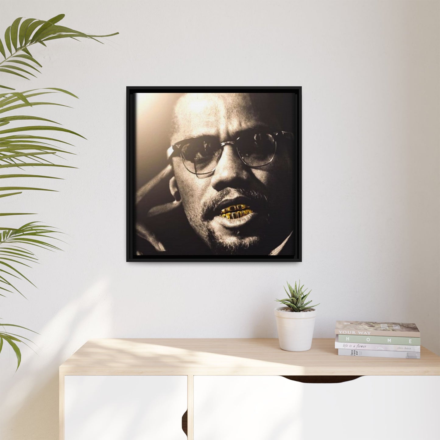 Malcom X  Matte Canvas, Framed (Multi-color)