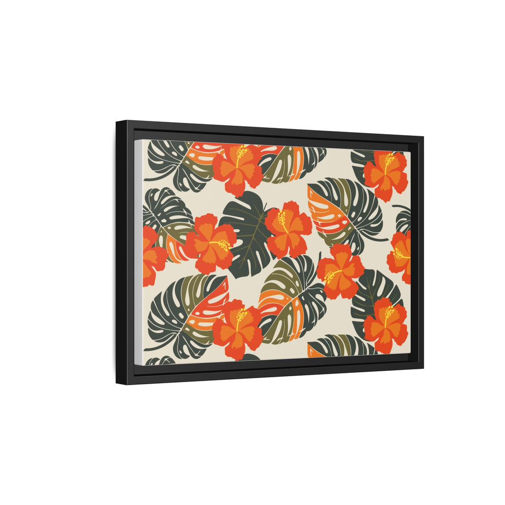 Orange Hibiscus Framed Matte Canvas Art