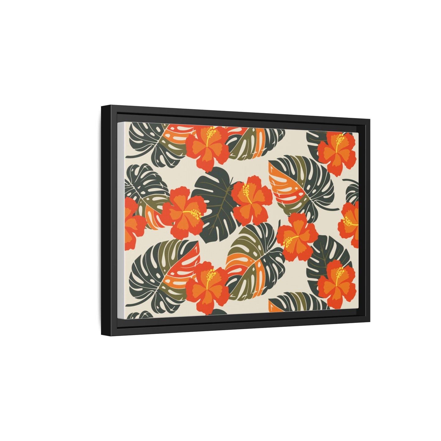 Orange Hibiscus Framed Matte Canvas Art