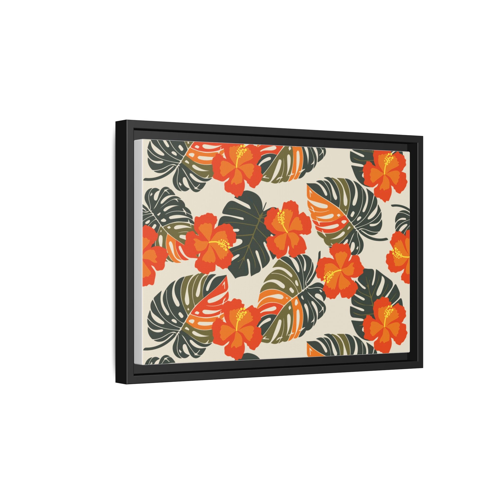 Orange Hibiscus Framed Matte Canvas Art