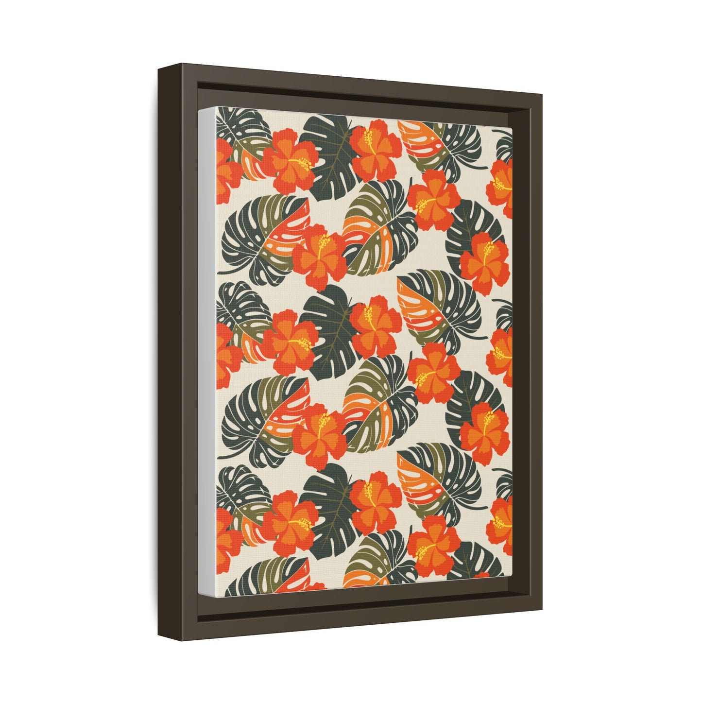 Orange Hibiscus Framed Matte Canvas Art