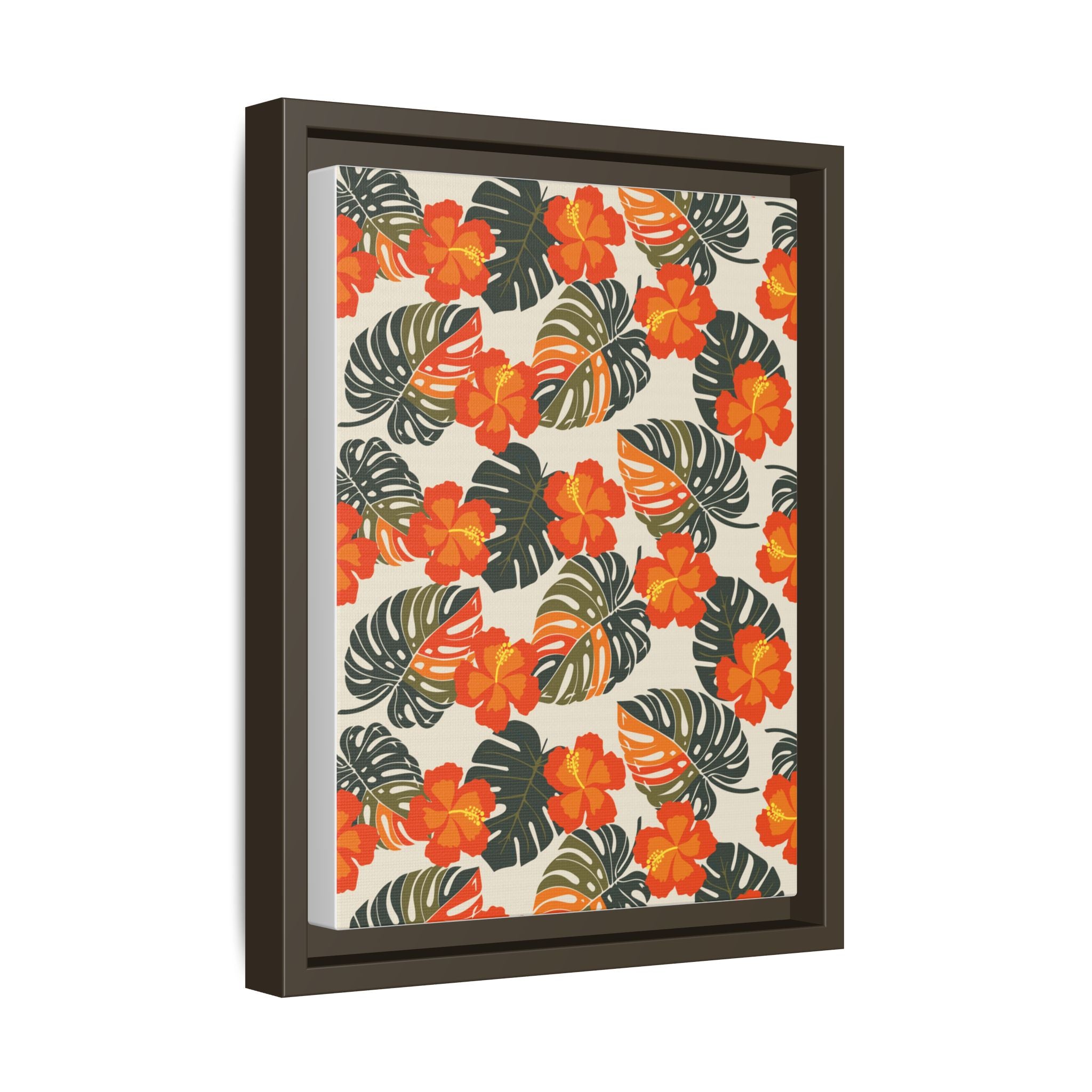 Orange Hibiscus Framed Matte Canvas Art