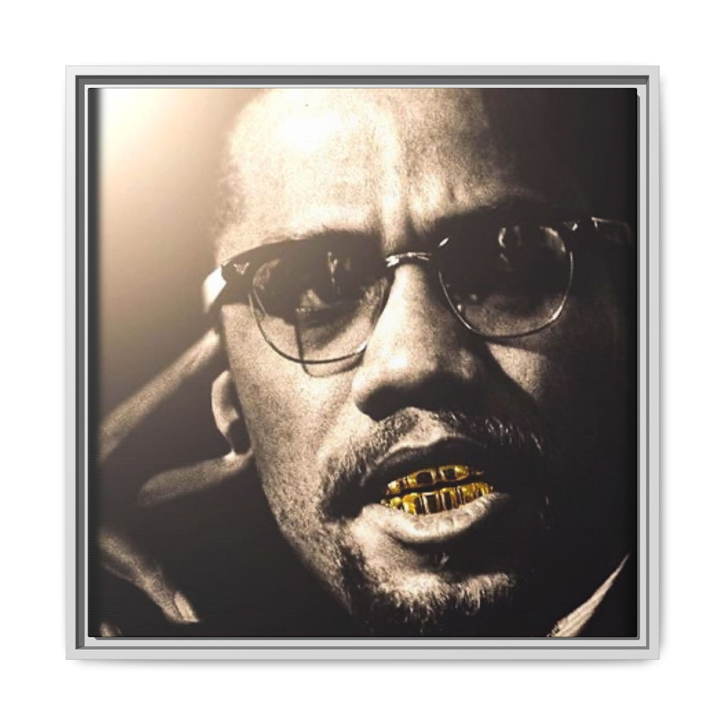 Malcom X  Matte Canvas, Framed (Multi-color)