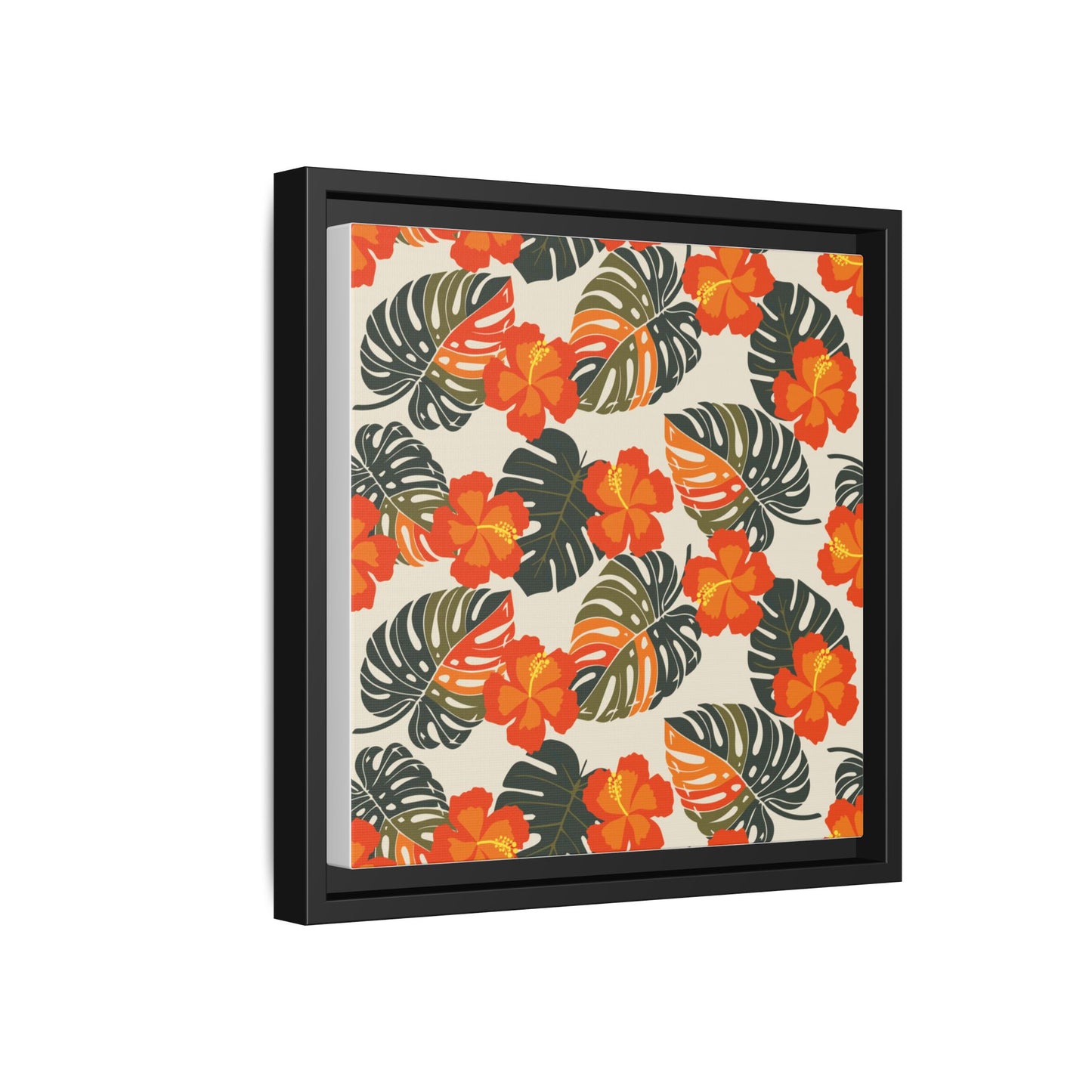 Orange Hibiscus Framed Matte Canvas Art