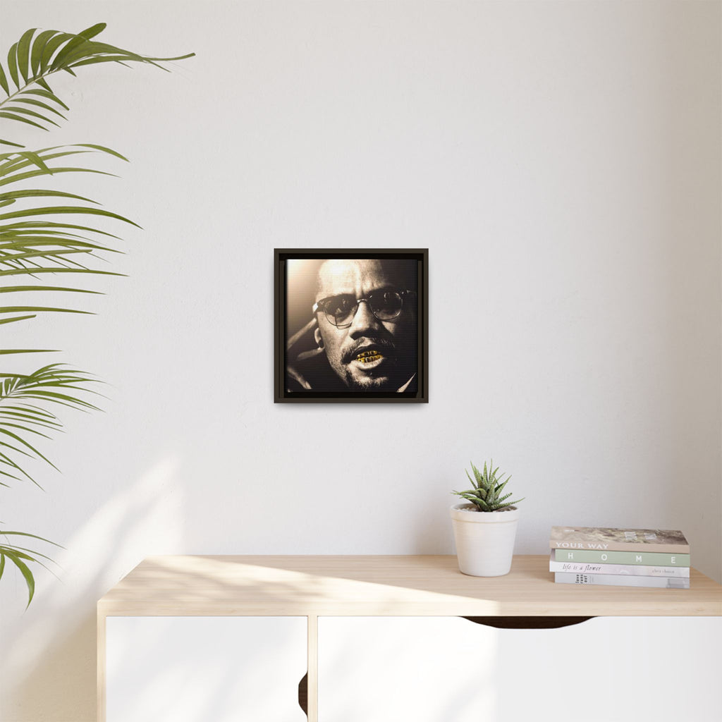 Malcom X  Matte Canvas, Framed (Multi-color)