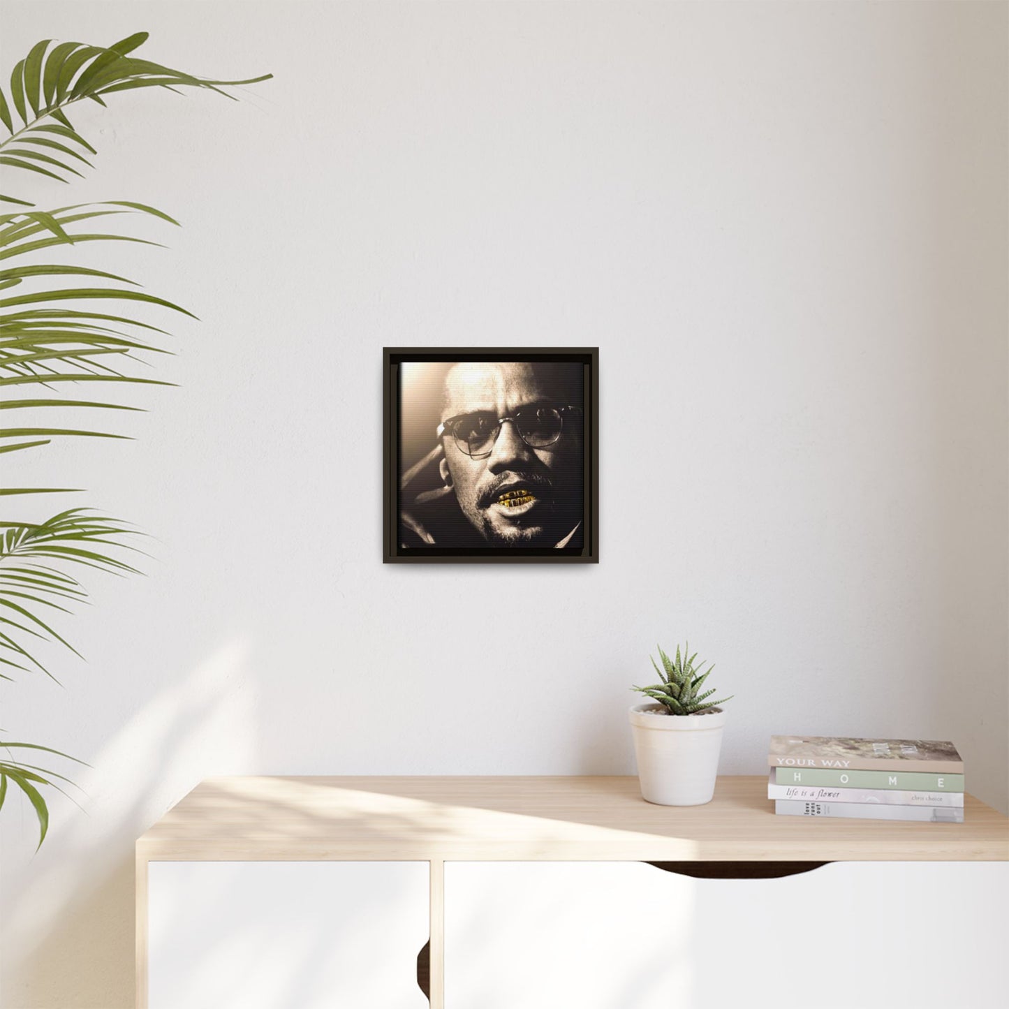 Malcom X  Matte Canvas, Framed (Multi-color)