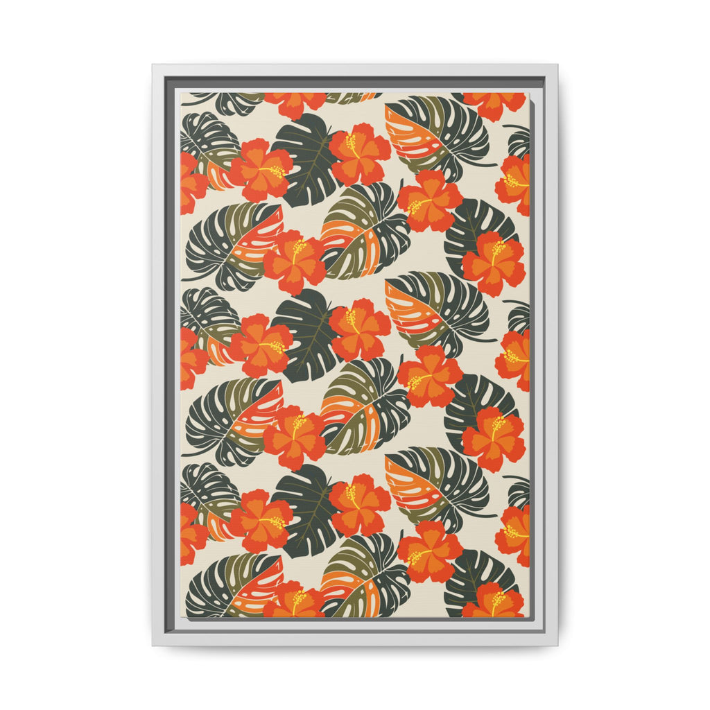 Orange Hibiscus Framed Matte Canvas Art