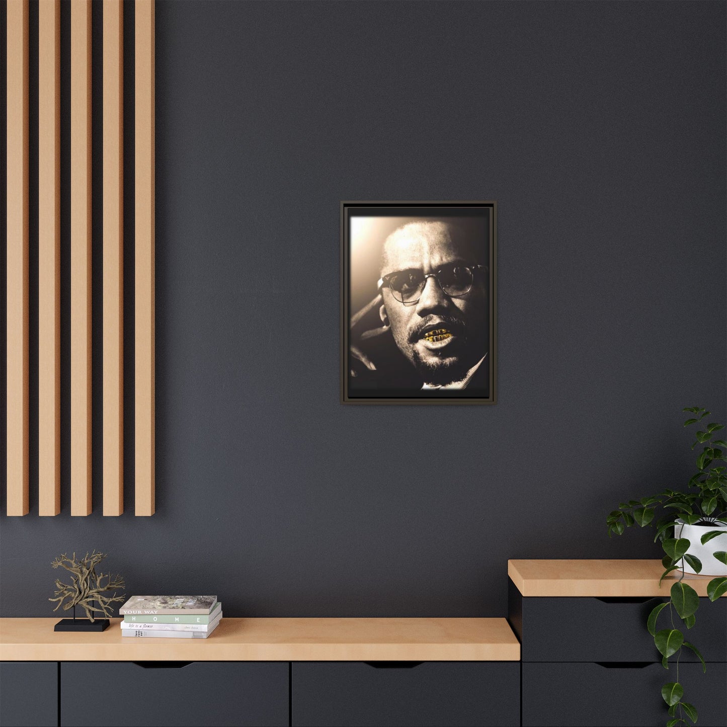 Malcom X  Matte Canvas, Framed (Multi-color)
