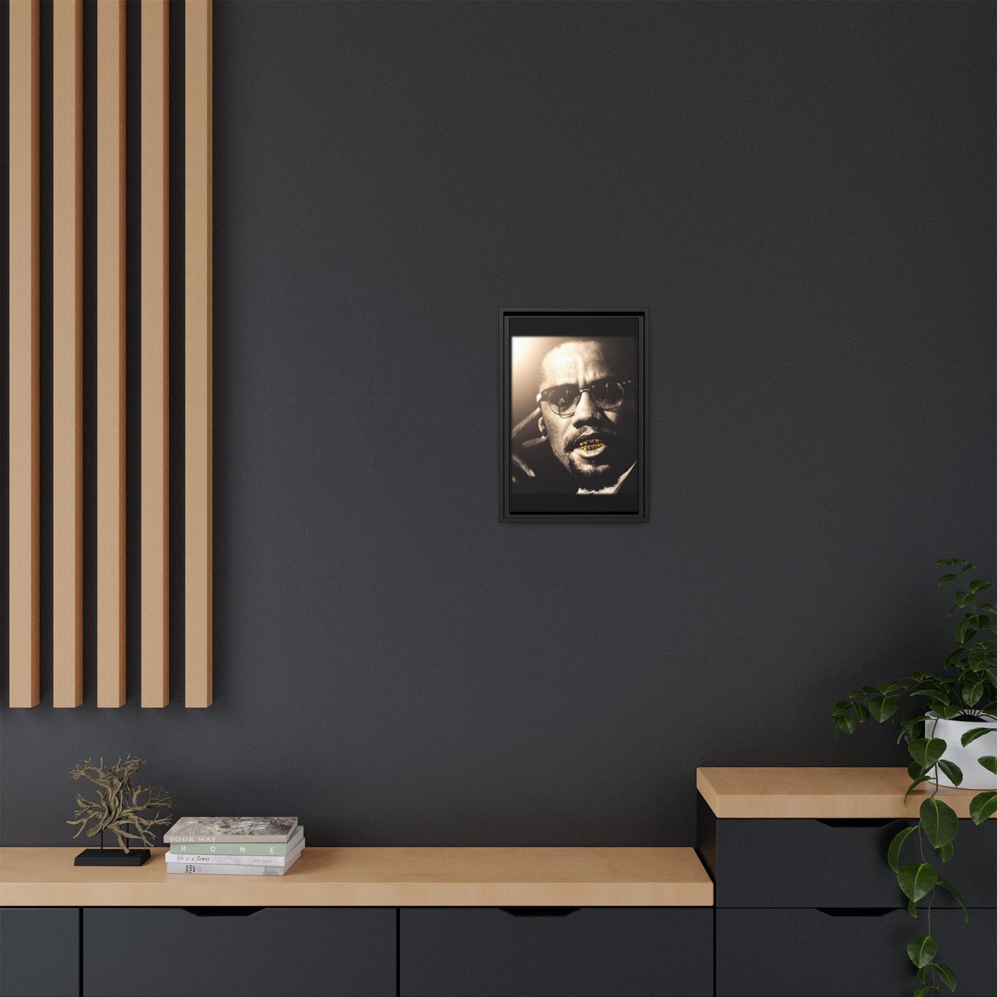 Malcom X  Matte Canvas, Framed (Multi-color)