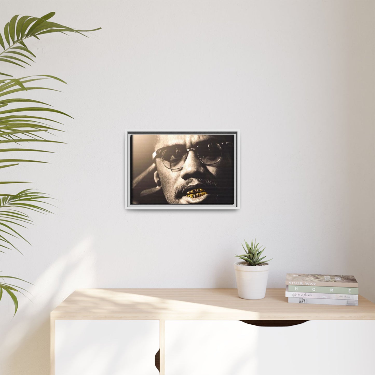 Malcom X  Matte Canvas, Framed (Multi-color)