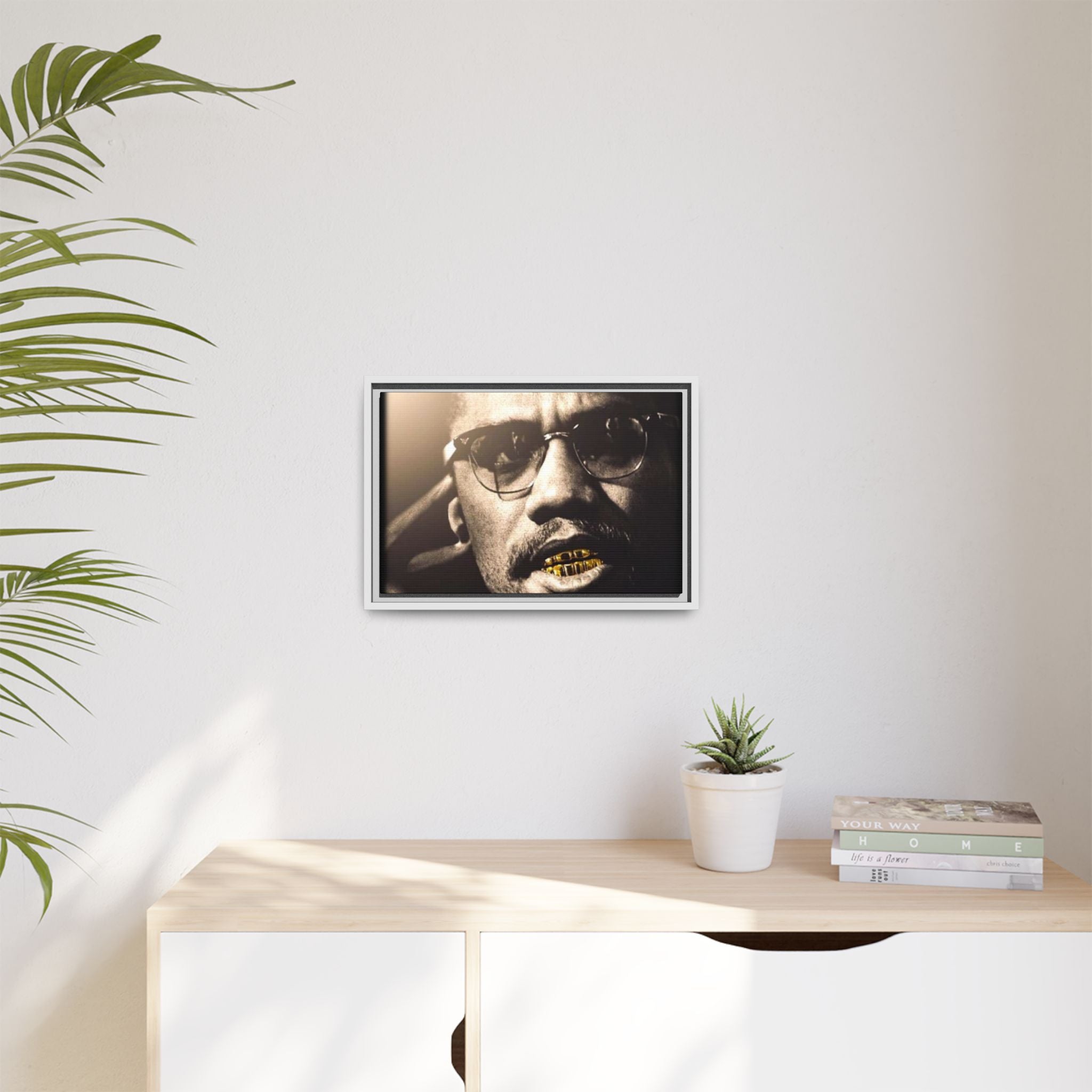 Malcom X  Matte Canvas, Framed (Multi-color)