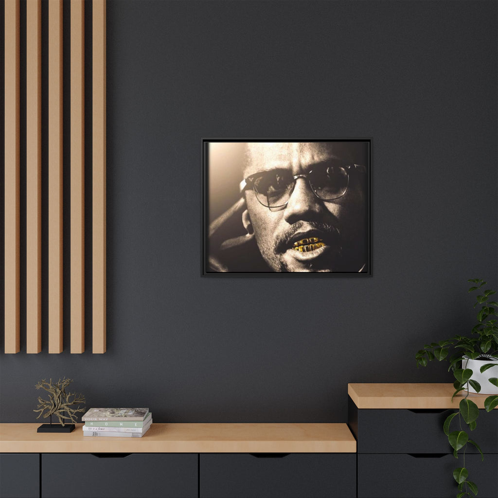 Malcom X  Matte Canvas, Framed (Multi-color)