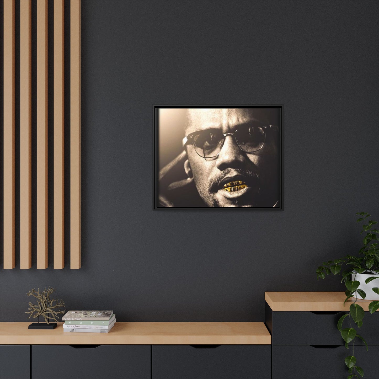 Malcom X  Matte Canvas, Framed (Multi-color)