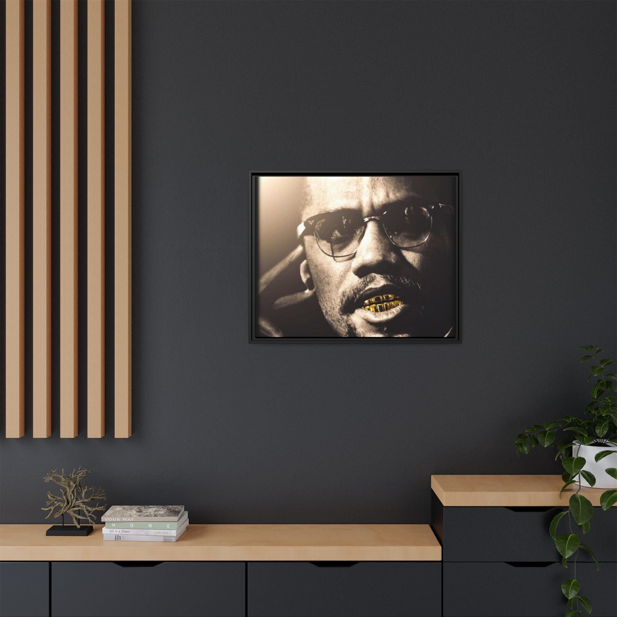 Malcom X  Matte Canvas, Framed (Multi-color)