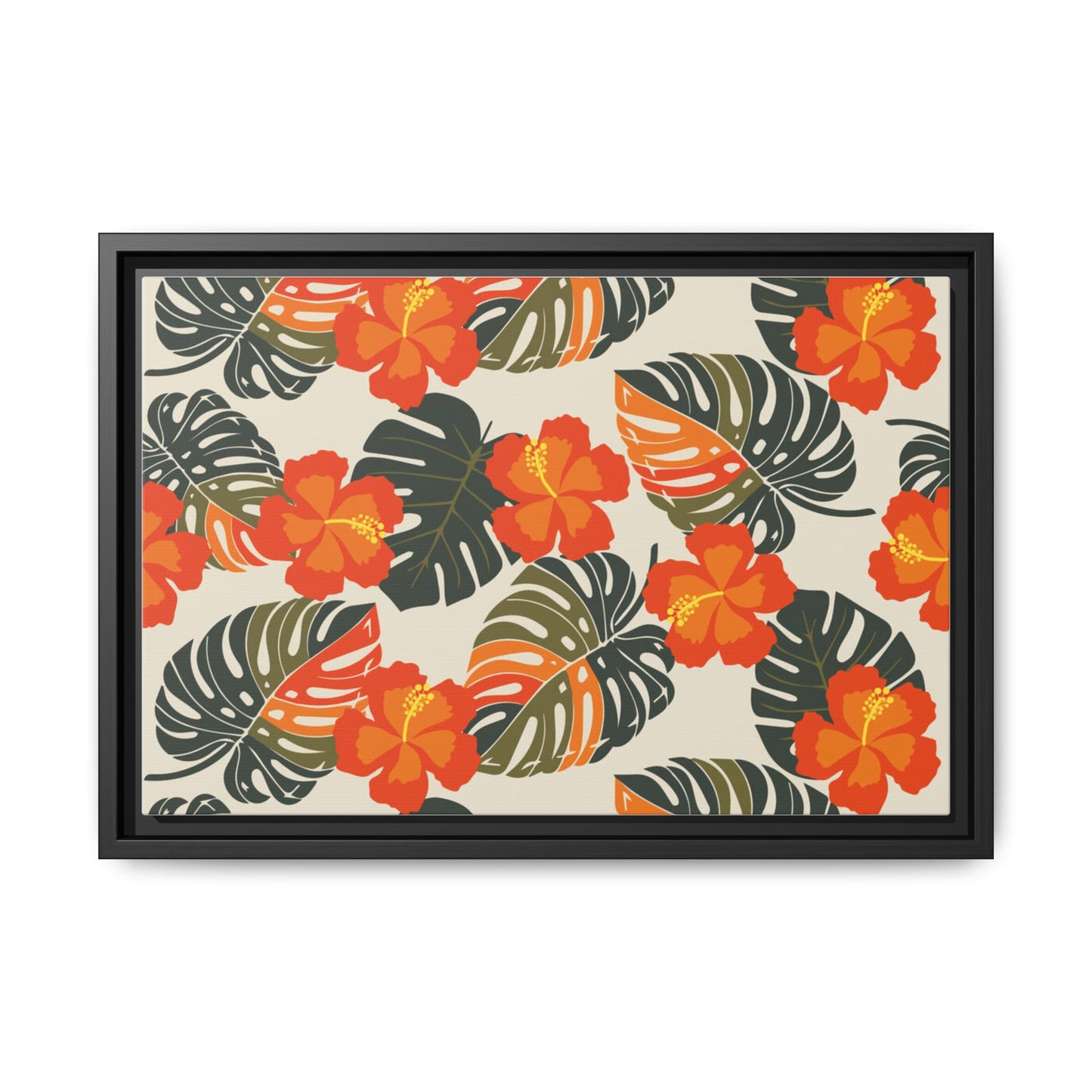 Orange Hibiscus Framed Matte Canvas Art