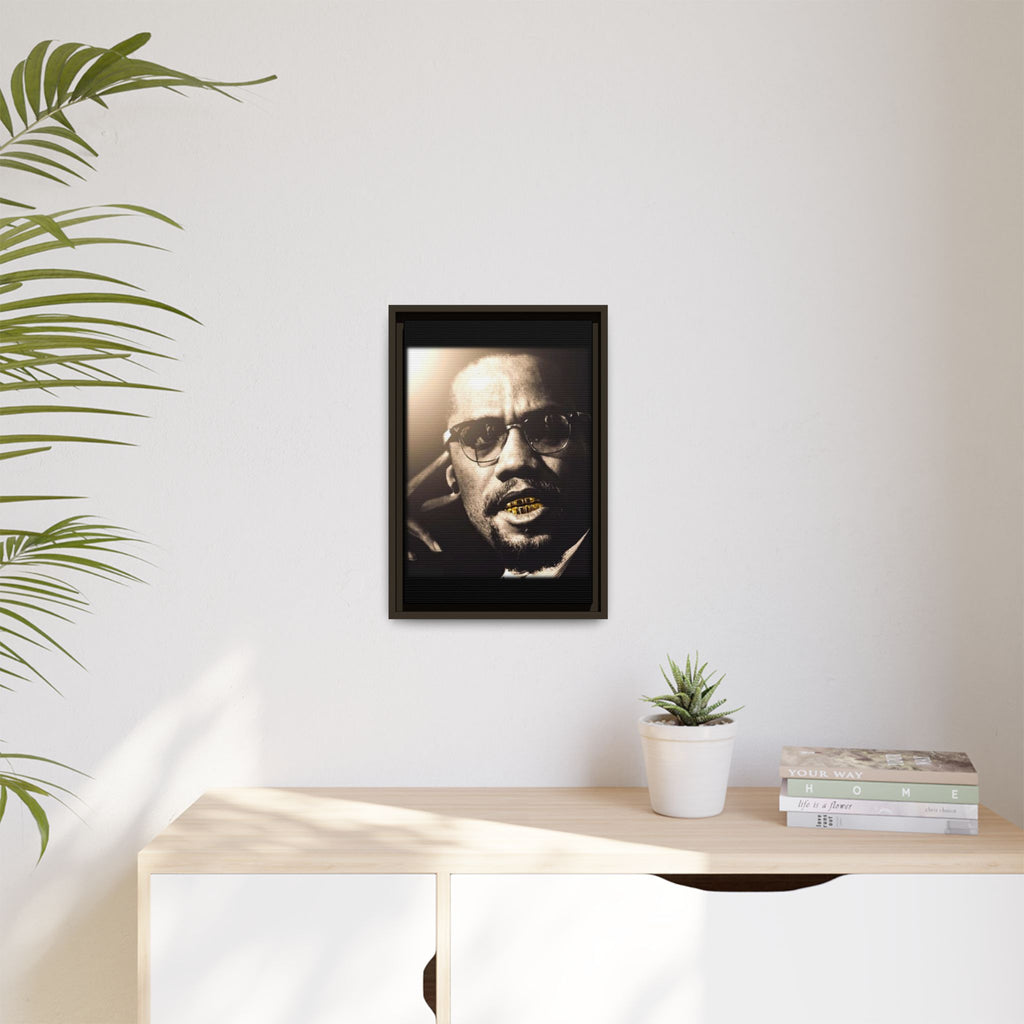 Malcom X  Matte Canvas, Framed (Multi-color)