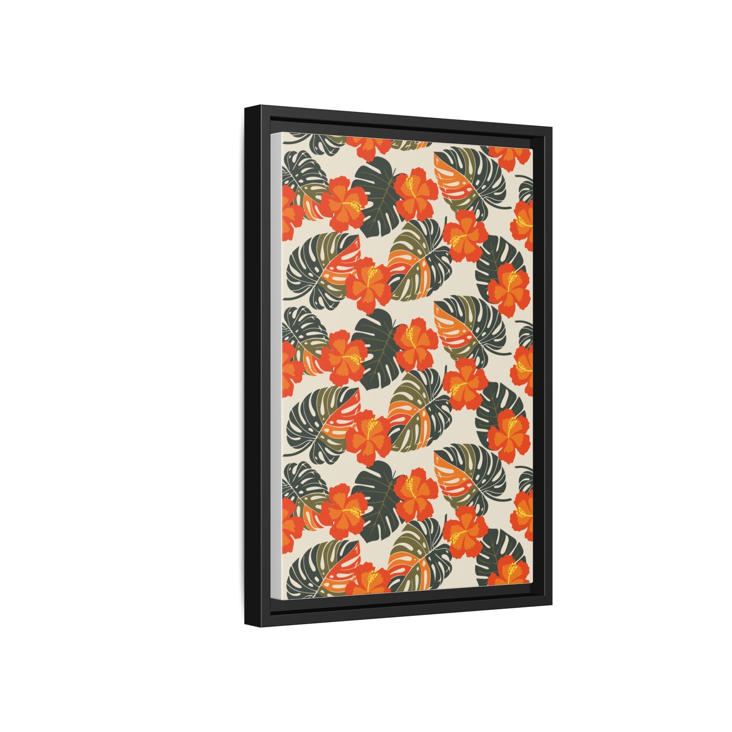 Orange Hibiscus Framed Matte Canvas Art
