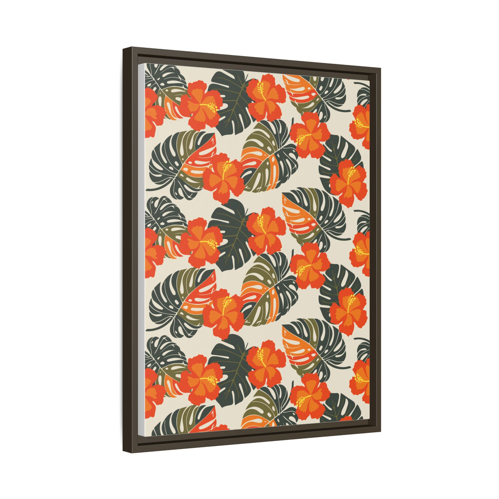 Orange Hibiscus Framed Matte Canvas Art