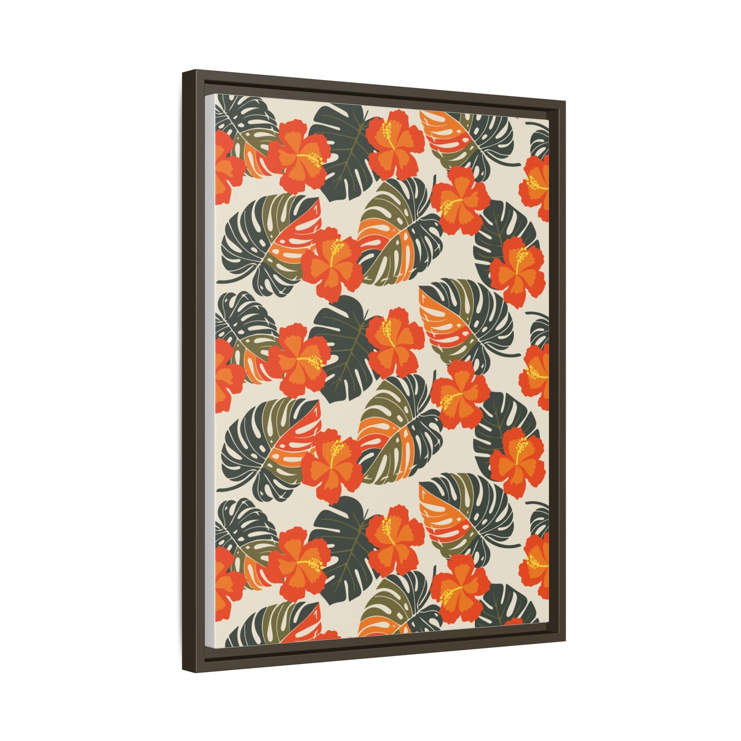 Orange Hibiscus Framed Matte Canvas Art
