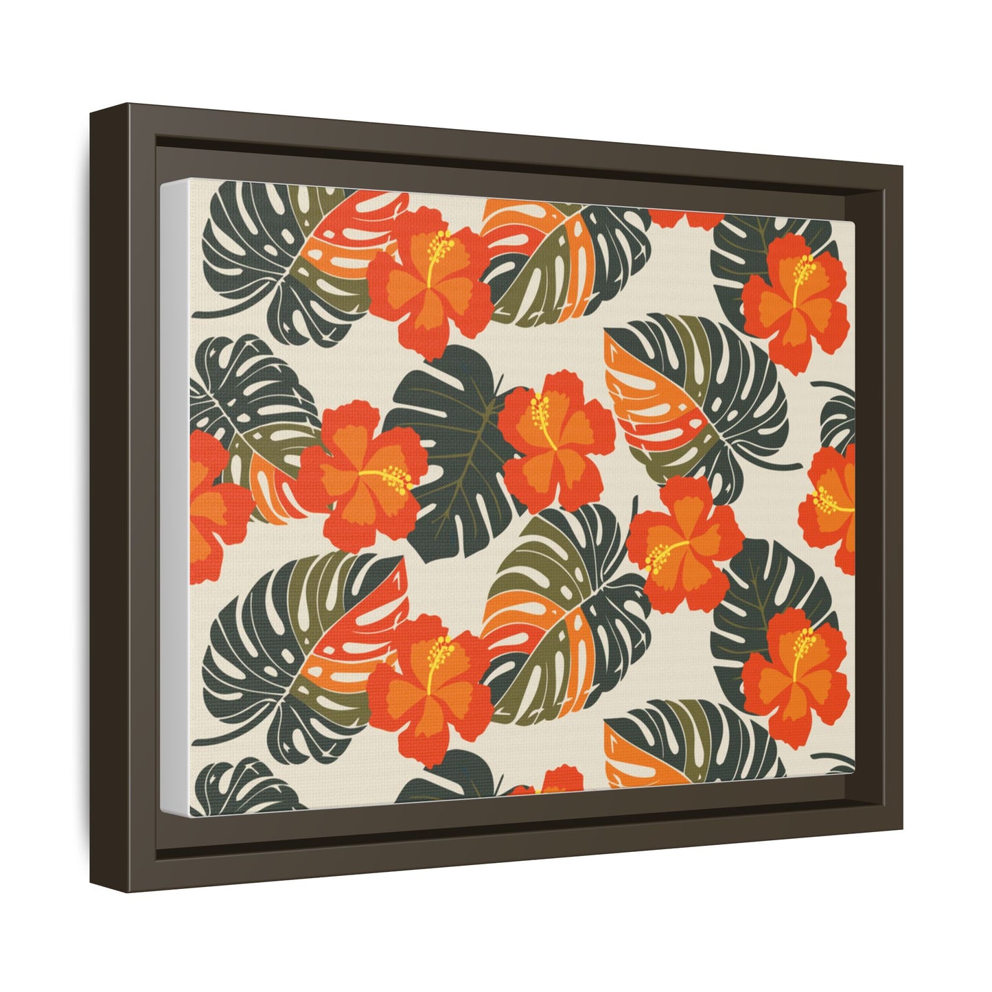 Orange Hibiscus Framed Matte Canvas Art