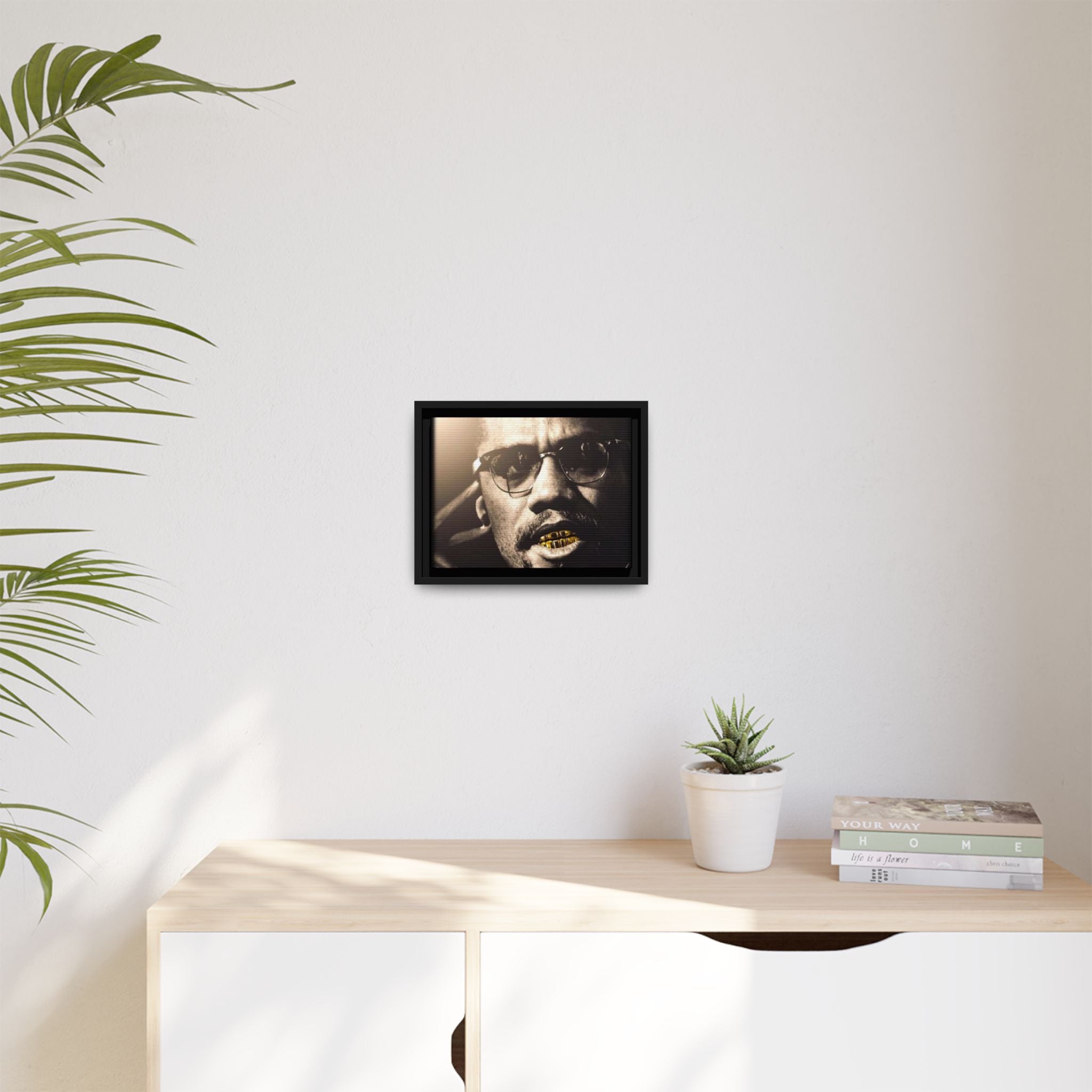 Malcom X  Matte Canvas, Framed (Multi-color)