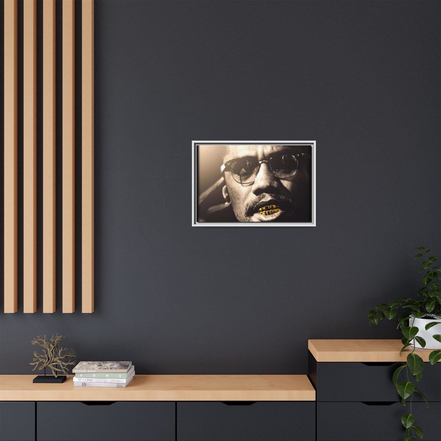 Malcom X  Matte Canvas, Framed (Multi-color)