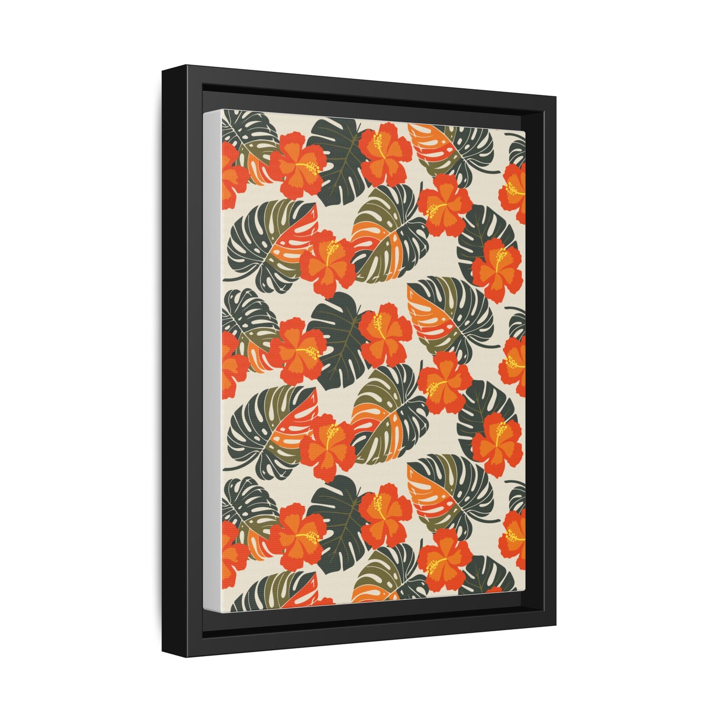 Orange Hibiscus Framed Matte Canvas Art