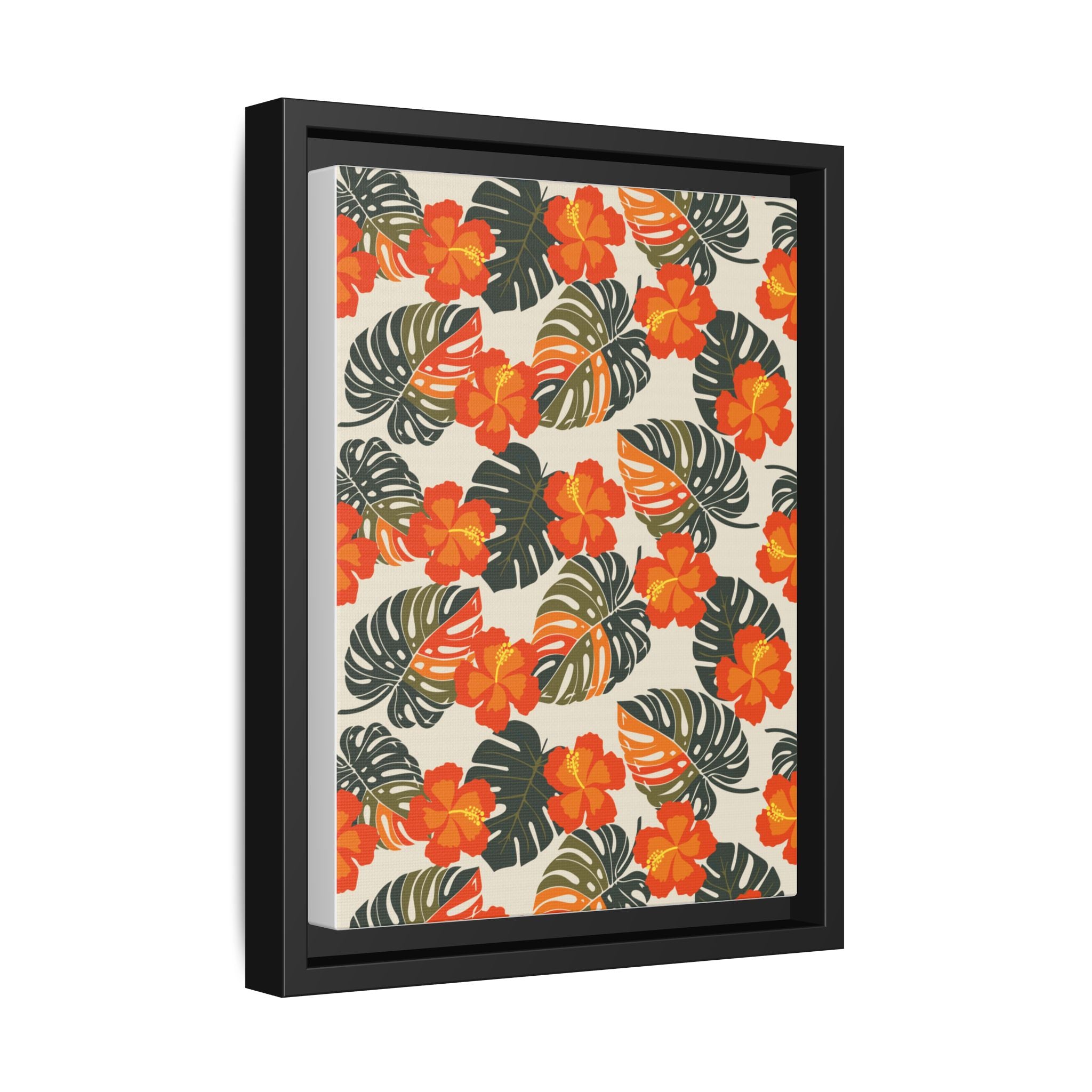 Orange Hibiscus Framed Matte Canvas Art