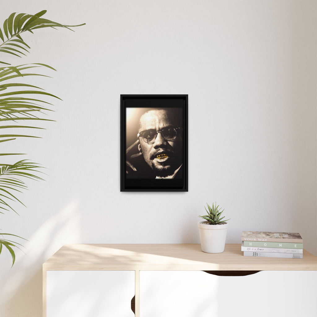 Malcom X  Matte Canvas, Framed (Multi-color)