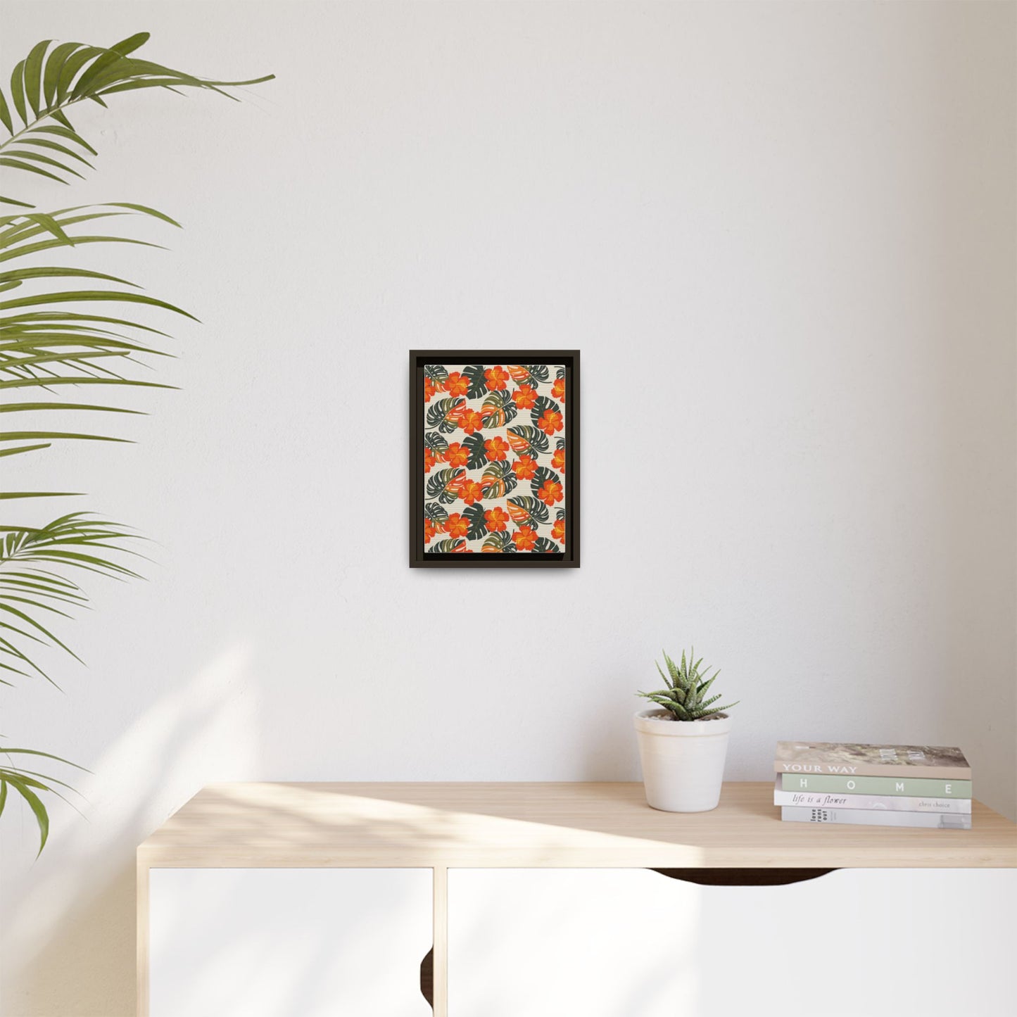 Orange Hibiscus Framed Matte Canvas Art