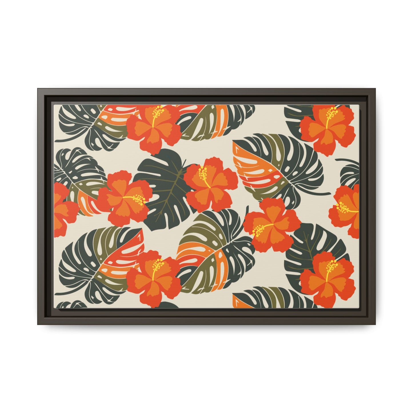 Orange Hibiscus Framed Matte Canvas Art