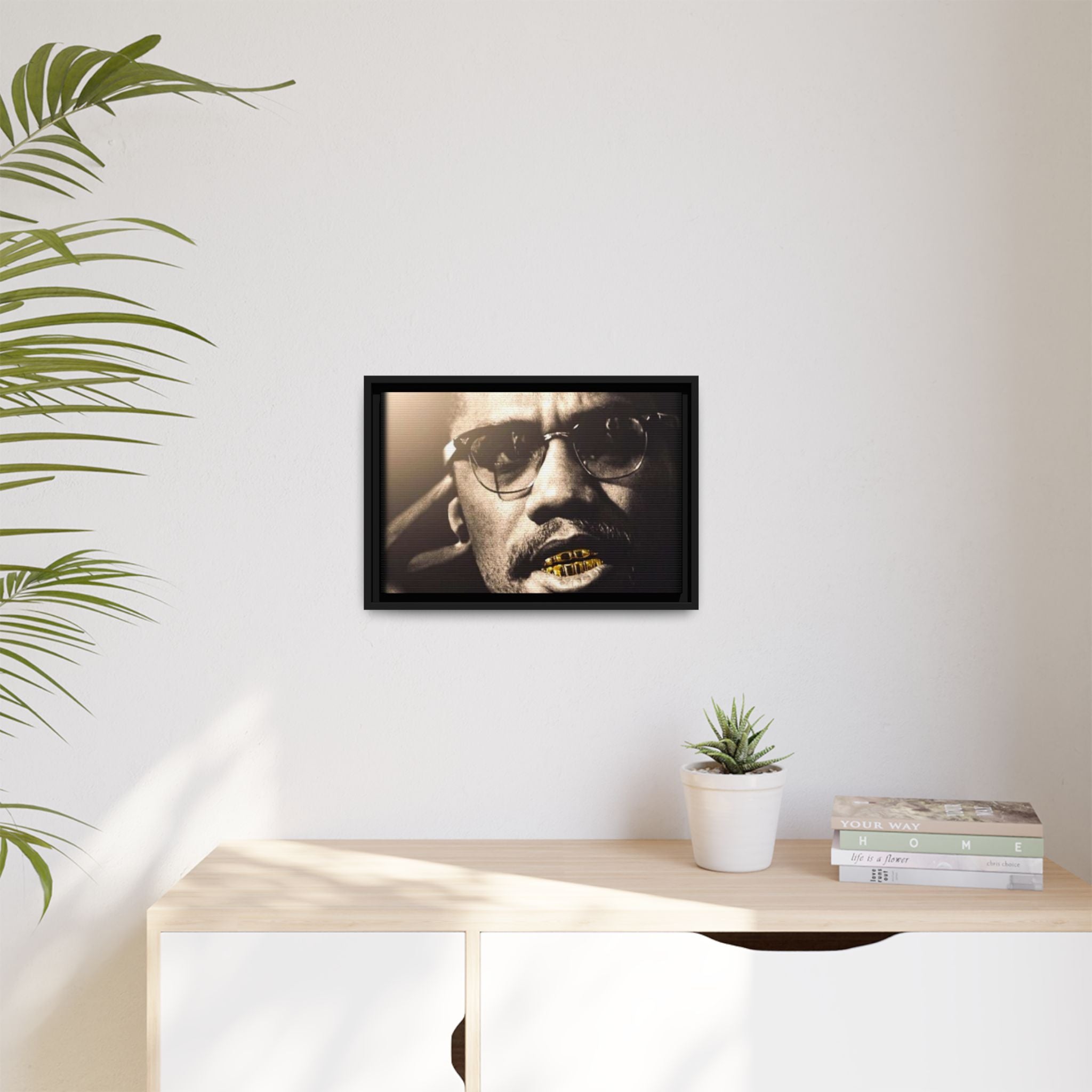 Malcom X  Matte Canvas, Framed (Multi-color)
