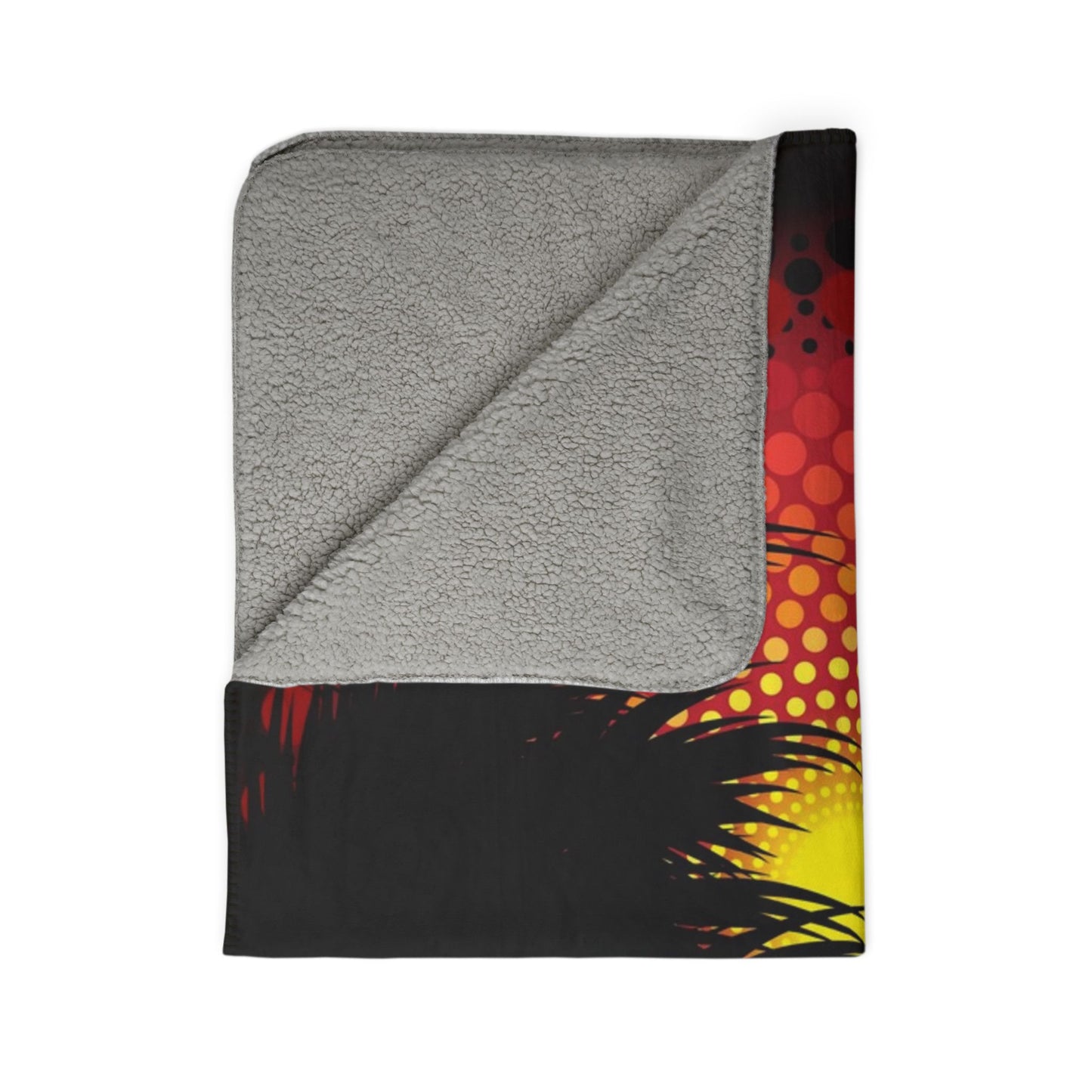 Black Palm Fleece Sherpa Blanket