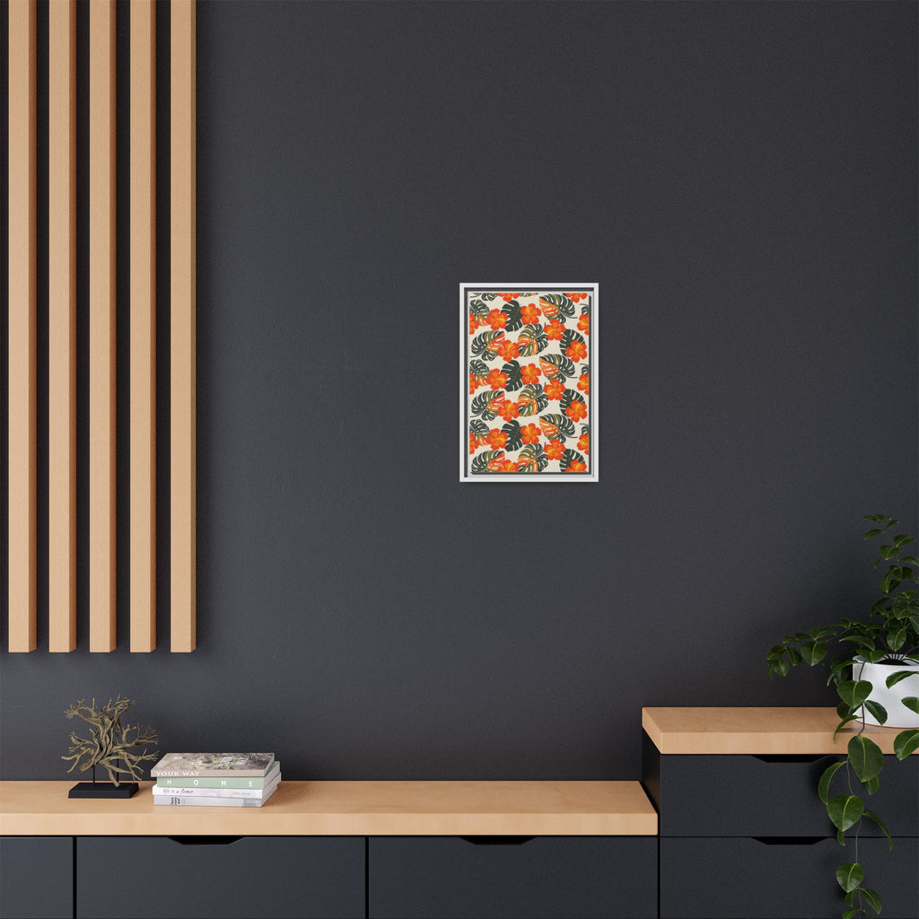Orange Hibiscus Framed Matte Canvas Art