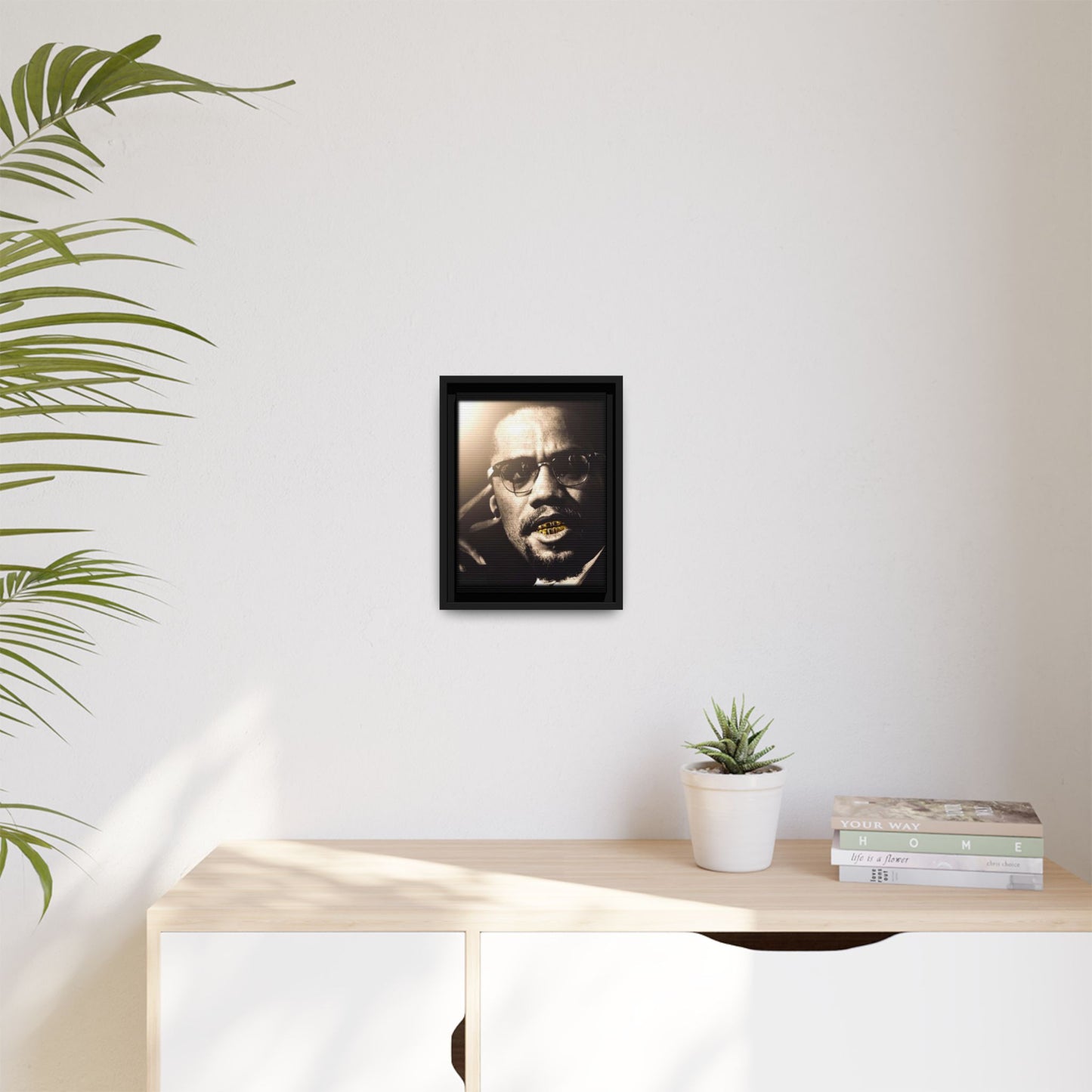 Malcom X  Matte Canvas, Framed (Multi-color)
