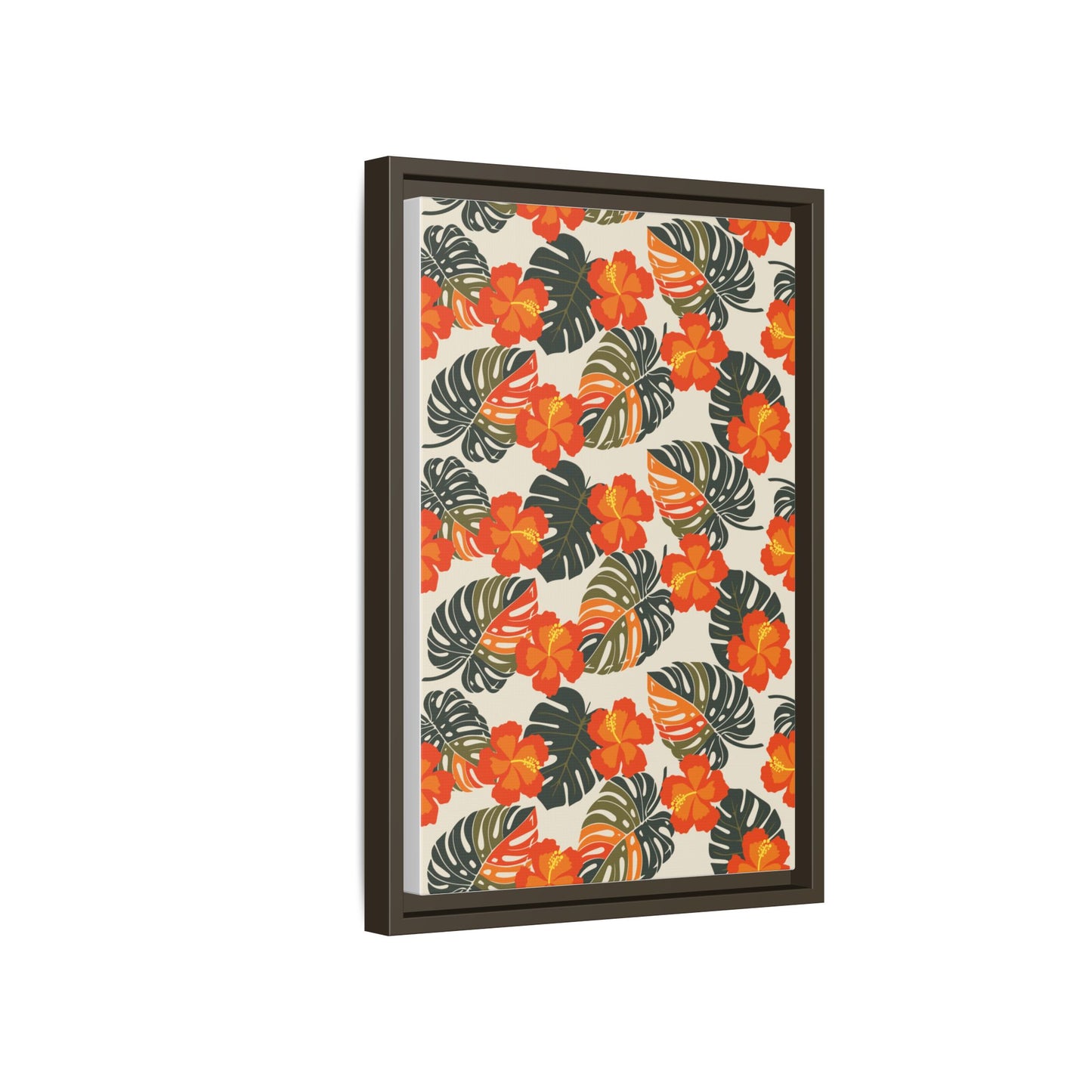 Orange Hibiscus Framed Matte Canvas Art