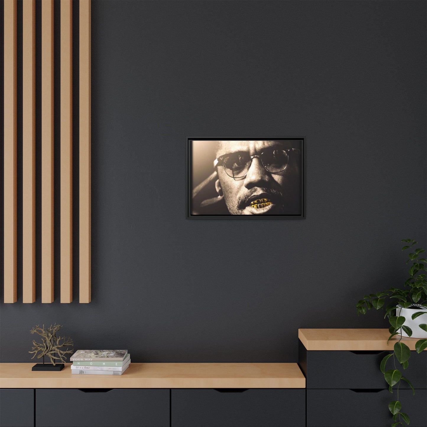 Malcom X  Matte Canvas, Framed (Multi-color)