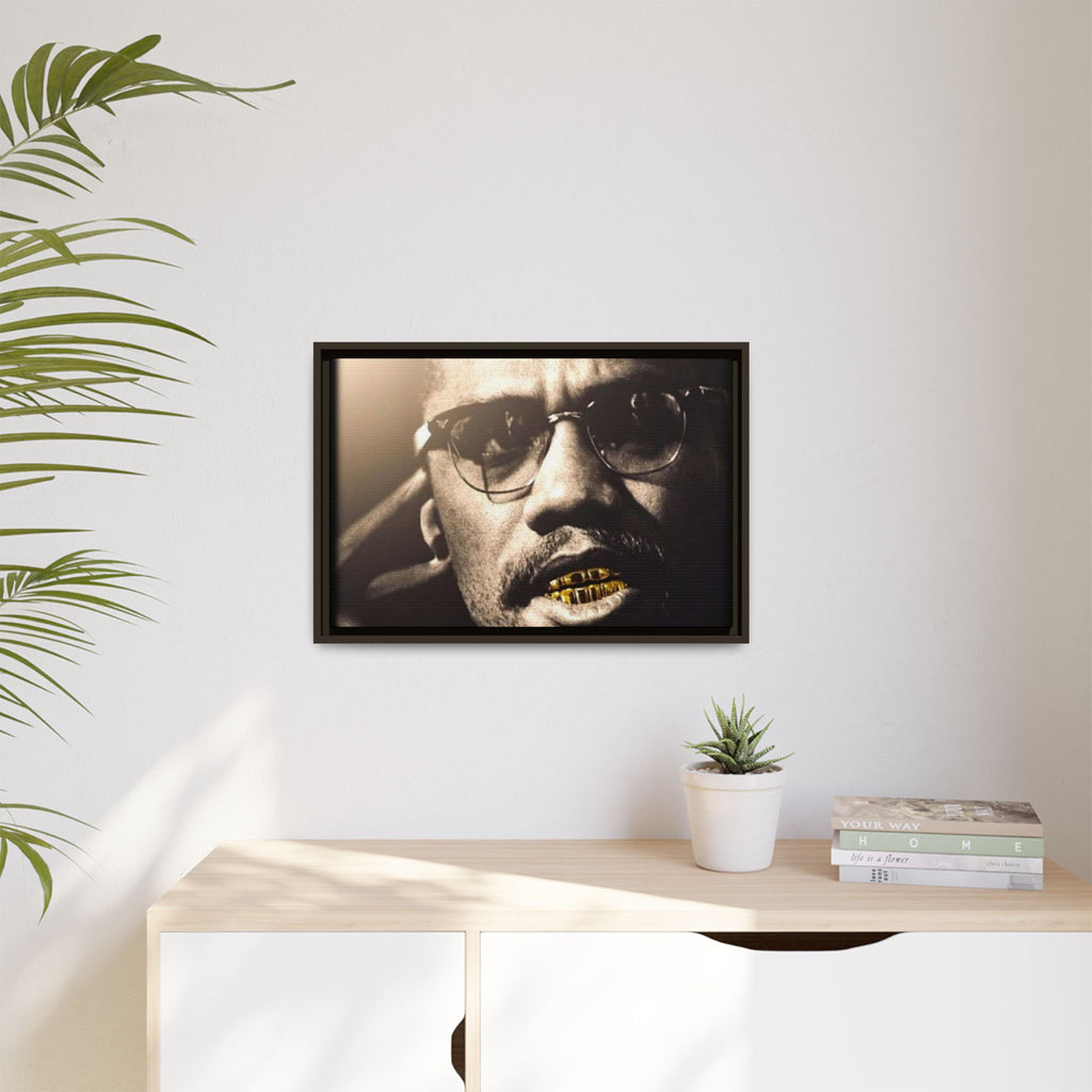 Malcom X  Matte Canvas, Framed (Multi-color)