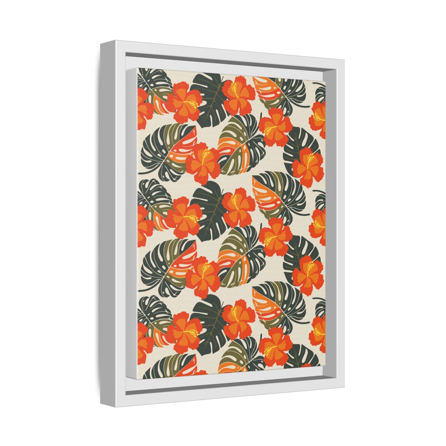 Orange Hibiscus Framed Matte Canvas Art